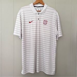 Nike Dri-Fit Florida Marlins Baseball White Gray Striped Polo Shirt Size XL